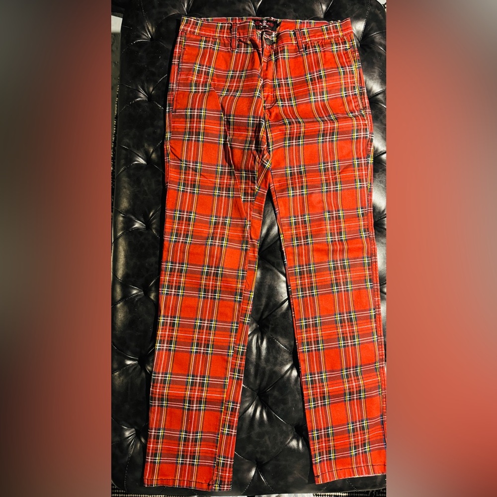 Royal Bones Vibrant Red Plaid Pants